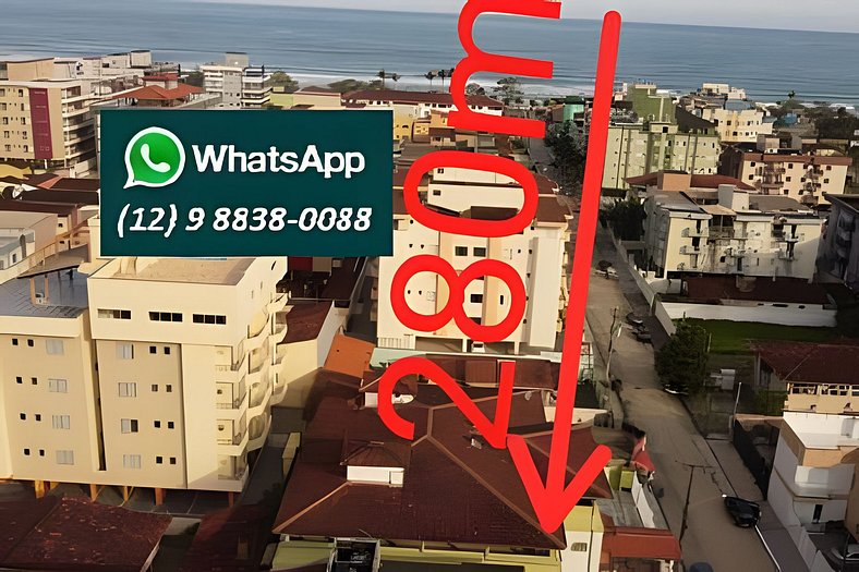 Só 280m do mar da Praia Grande duplex 10 Acarajé